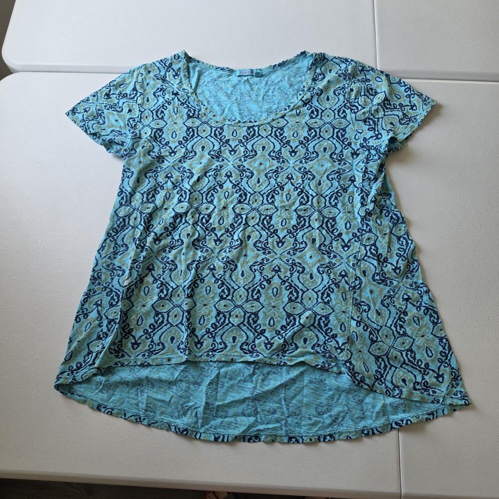 Fresh Produce Shirt Womens 2XL Blue Geometric Scoop Neck Tunic Top USA
